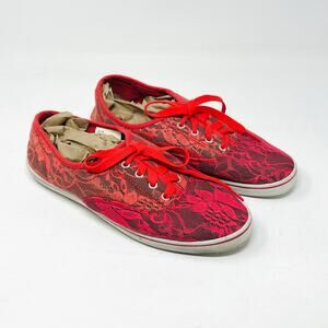 Vintage Sneakers Canvas Lace-Up Floral Pattern Women’s Size 8